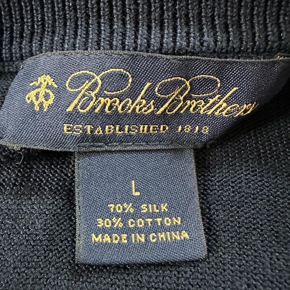 Brooks Brothers Men’s Blue V-Neck Sweater with Windowpane Pattern large - Picture 5 of 5